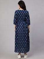 Load image into Gallery viewer, Navy Blue printed Cotton Maternity Dress
