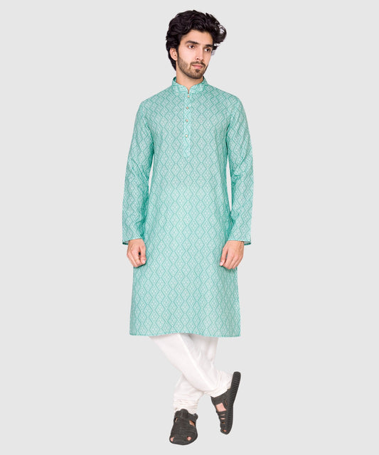 Blue Cotton Kurta Pajama Set