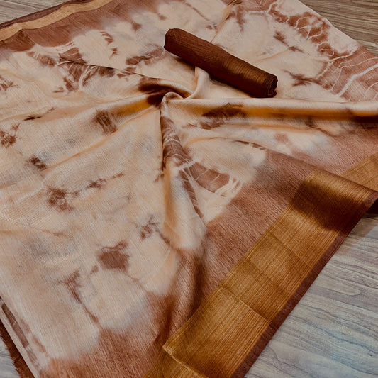 Rust Brown Cotton Silk Saree